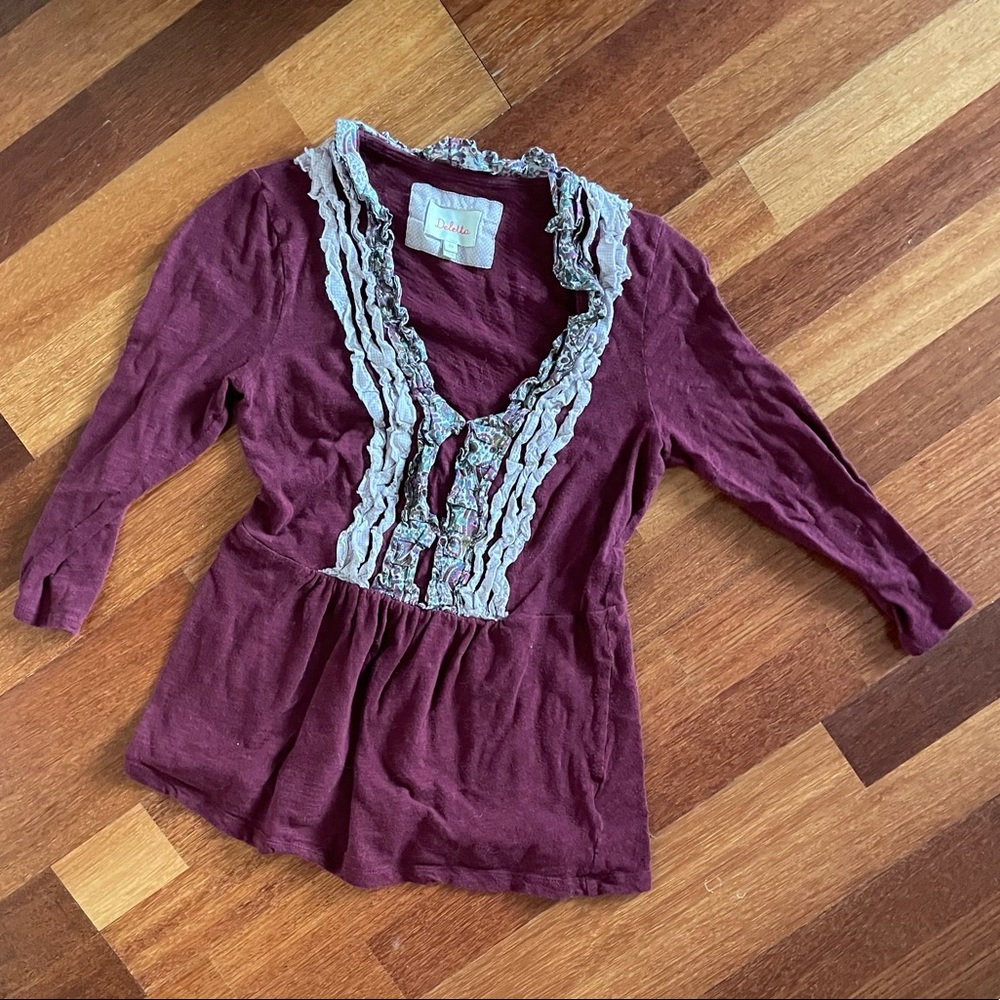 Anthropologie Ruffle Neck Top